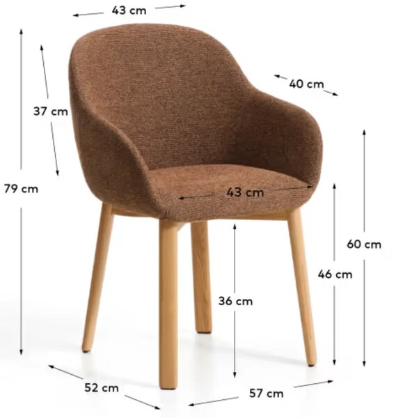 --25 % Dny MOMENTI– Kave Home Hnědá jídelní židle Melia a područkami