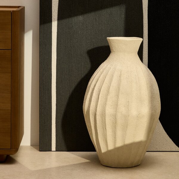Kave Home Béžová váza Arquena 67 cm