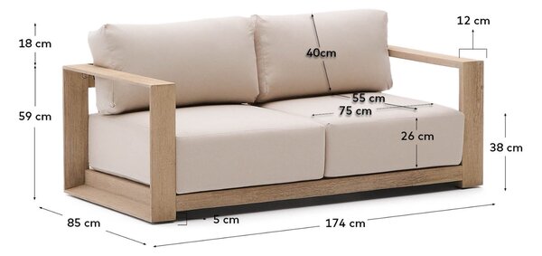 Kave Home Zahradní pohovka Ambra 174 cm