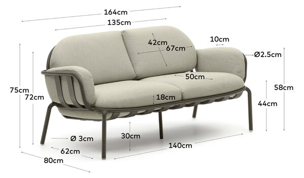 Kave Home Béžovo-zelená zahradní pohovka Joncols 164 cm