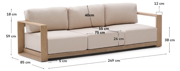 Kave Home Zahradní pohovka Ambra 249 cm
