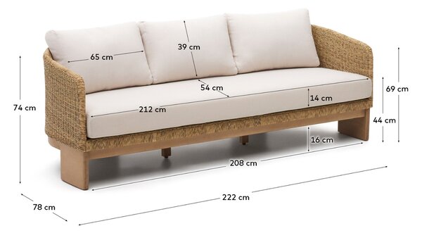 Zahradní pohovka z umělého ratanu Kave Home Xoriguer 222 cm