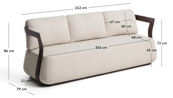Kave Home Hnědo-béžová zahradní pohovka Tamaris 217 cm