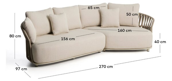 Kave Home Béžová zahradní pohovka Osani 274 cm s výpletem