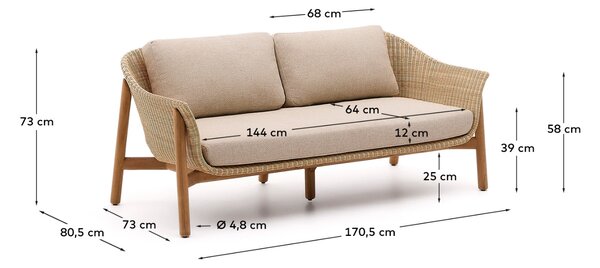 Zahradní pohovka z umělého ratanu Kave Home Galea 170,5 cm