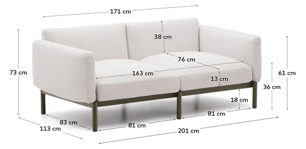 Kave Home Zahradní pohovka Sorells 201 cm se zelenou podnoží