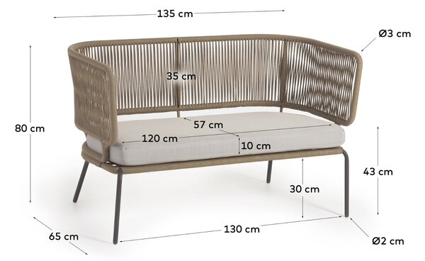 Kave Home Zahradní pohovka Nadin 135 cm