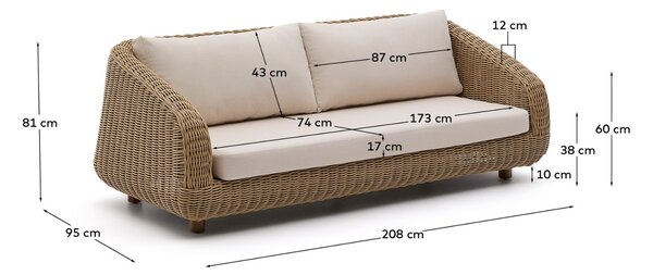 Kave Home Zahradní pohovka Meria 208 cm