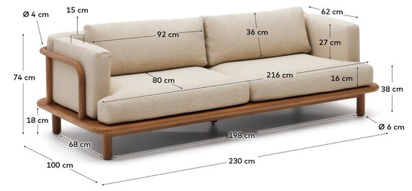 Kave Home Zahradní pohovka Turqueta 230 cm