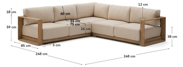 Kave Home Zahradní rohová pohovka Ambra 248 cm