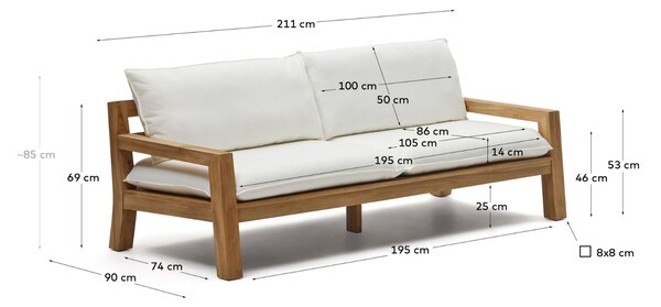 Kave Home Zahradní pohovka Forcanera 211 cm
