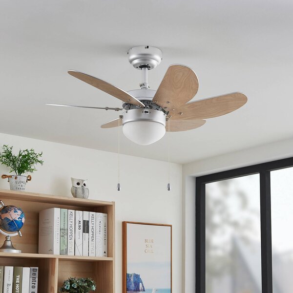 Lindby Stropní ventilátor s osvětlením Minja, stříbrný, tichý, 78 cm, Hliník / šedá / zinek, Obývací pokoj / jídelna, kov, Moderní