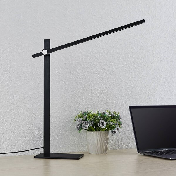 Lucande Wasko LED stolní lampa, stmívatelný, Černá, Pracovna / kancelář, kov, Moderní
