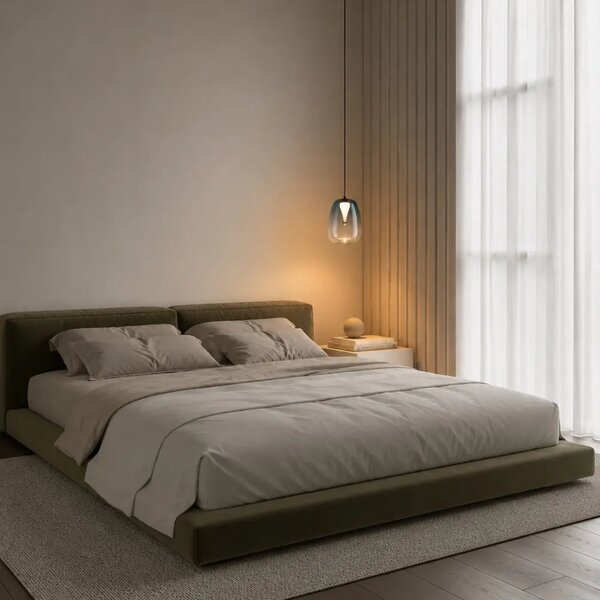 -25 % Dny MOMENTI– Nova Luce Modré skleněné závěsné LED světlo Oblo 16 cm