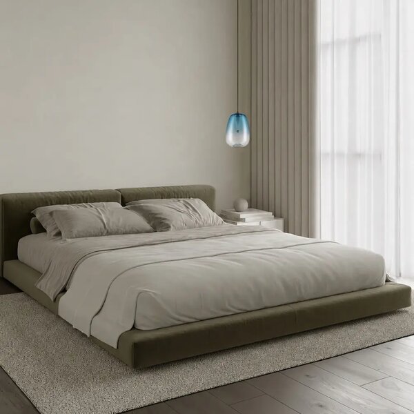 -25 % Dny MOMENTI– Nova Luce Modré skleněné závěsné LED světlo Oblo 16 cm