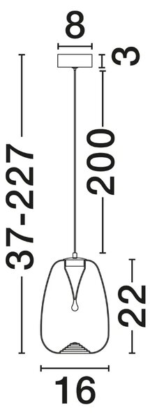 -25 % Dny MOMENTI– Nova Luce Modré skleněné závěsné LED světlo Oblo 16 cm