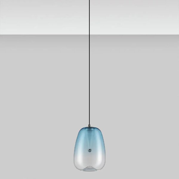 -25 % Dny MOMENTI– Nova Luce Modré skleněné závěsné LED světlo Oblo 16 cm