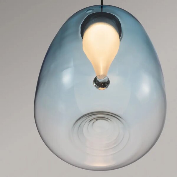 -25 % Dny MOMENTI– Nova Luce Modré skleněné závěsné LED světlo Oblo 16 cm