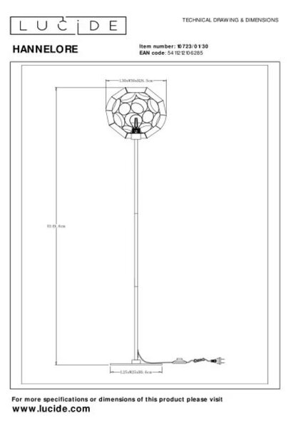 Lucide L107230130 stojací lampa HANNELORE E27