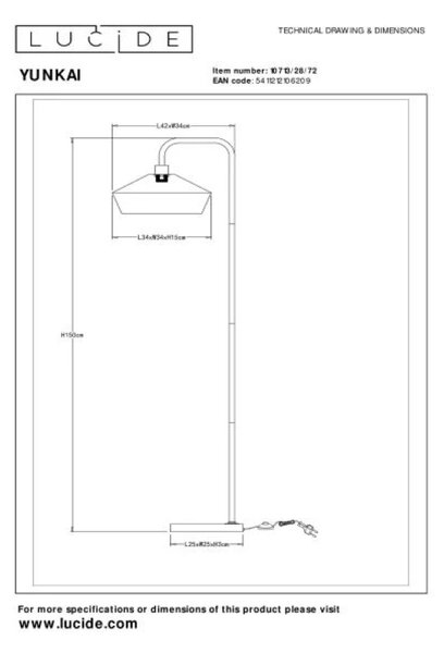 Lucide L107132872 stojací lampa YUNKAI E27