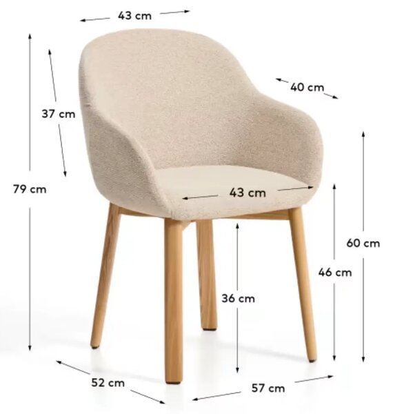 --25 % Dny MOMENTI– Kave Home Béžová jídelní židle Melia s područkami