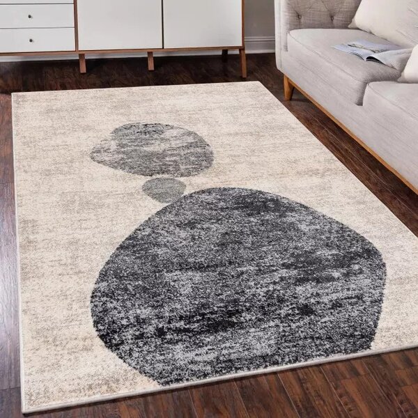 Makro Abra Moderní kusový koberec LUCY NP22D krémový šedý Rozměr: 80x150 cm