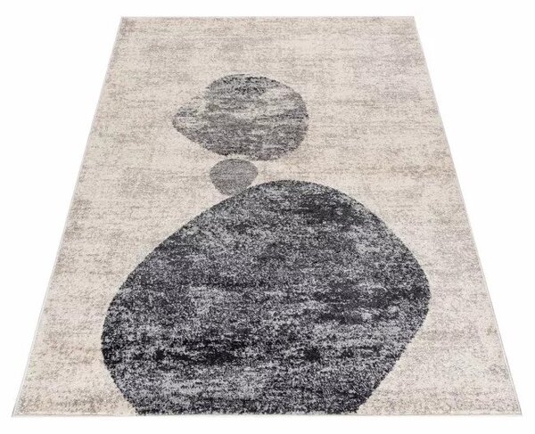 Makro Abra Moderní kusový koberec LUCY NP22D krémový šedý Rozměr: 80x150 cm