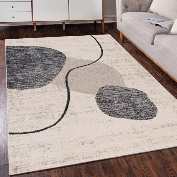 Makro Abra Moderní kusový koberec LUCY NP24D krémový šedý Rozměr: 80x150 cm