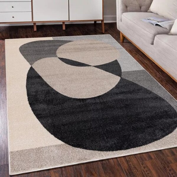 Makro Abra Moderní kusový koberec LUCY NP27B krémový šedý černý Rozměr: 80x150 cm