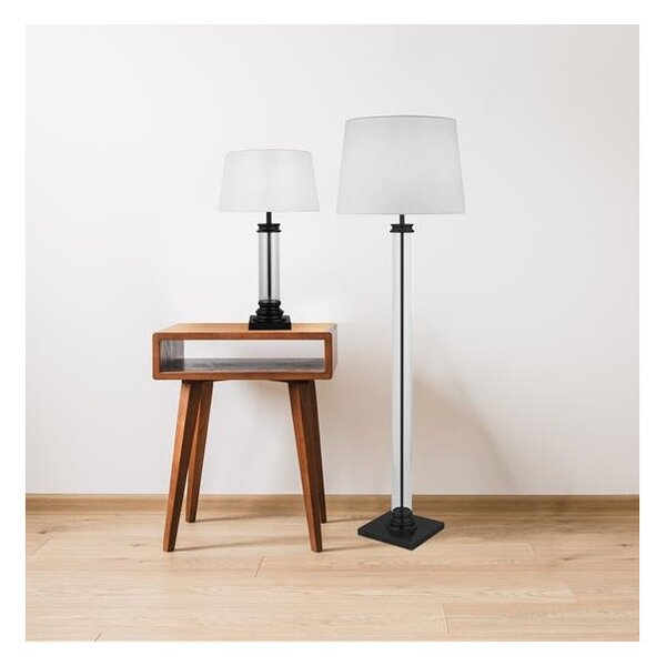 Searchlight EU5142BK Stylová stojanová lampa PEDESTAL černá + čiré sklo