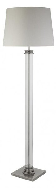 Searchlight EU5142SS Stylová stojanová lampa PEDESTAL SATIN + čiré sklo