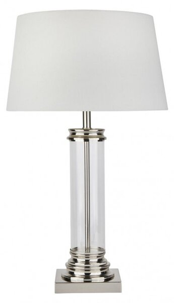 Searchlight EU5141SS Stylová stolní lampa PEDESTAL SATIN + čiré sklo