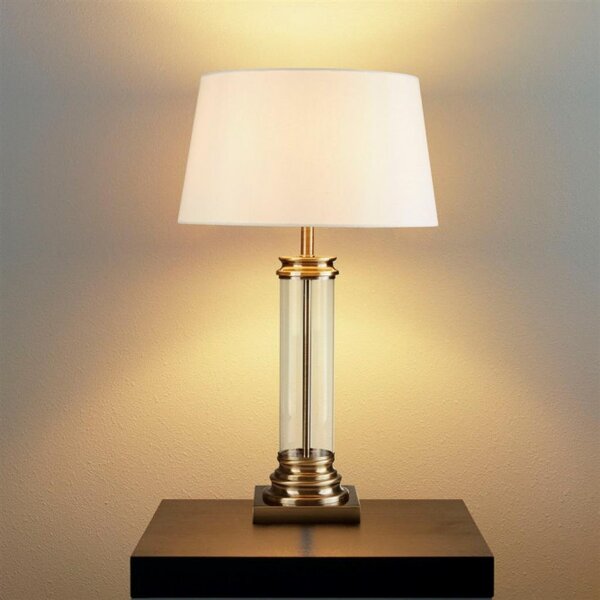 Searchlight EU5141AB Stylová stolní lampa PEDESTAL PATINA + čiré sklo