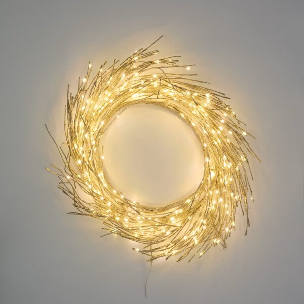 Zlatý vánoční LED věnec Kave Home Bria 60 cm