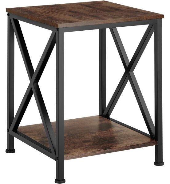 Tectake Odkládací stolek Carlton 40,5x40,5x52,5cm - Industriální dřevo tmavé, rustikální