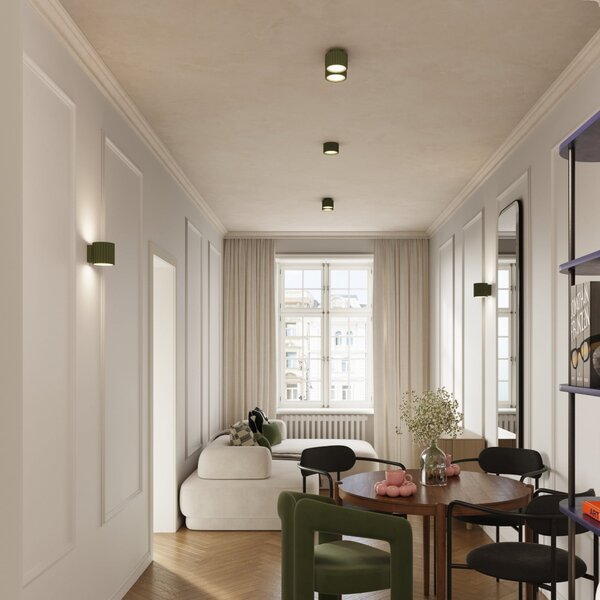 Stropní Lampa SOLLUX LIGHTING, RIBLA, stmívatelné, Zelená, Obývací pokoj, Hliník