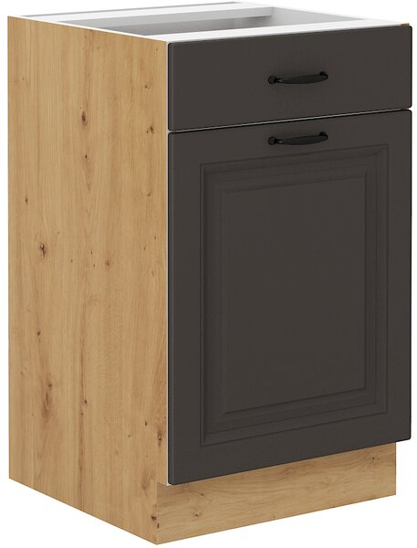 STOLARz 50 cm skříňka dolní jednodveřová s 1 zásuvkou STILO Barevné provedení STILO: Dub Artisan / Grafit