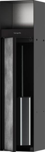 Hansgrohe XtraStoris Rock Zapuštěný držák na WC kartáč s držákem na toaletní papír a dvířky pro obklady, matná černá 56062670
