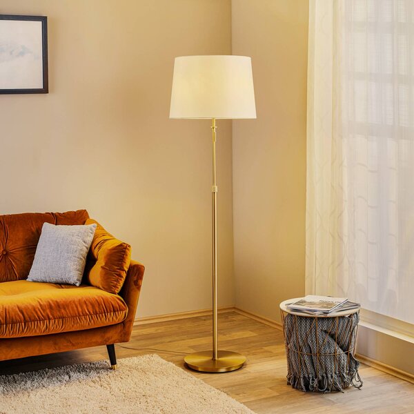 Trio Lighting Výšk. nastav. stoj. lampa Lyon s tažným vypínačem, Mosaz / zlato, Obývací pokoj / jídelna, kov, Moderní