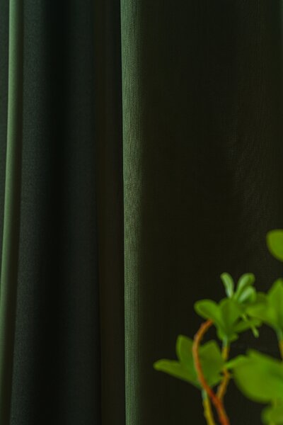 Závěs OXFORD LIGHT 140x250 cm, tmavě zelený Zavěšení: Řasící páska