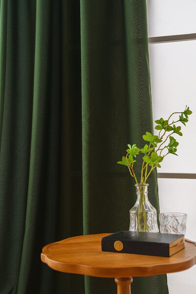 Závěs OXFORD LIGHT 140x250 cm, tmavě zelený Zavěšení: Řasící páska