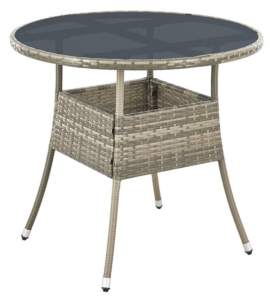 Juskys Ratanový kulatý stůl Yoro Ø80 cm - šedý