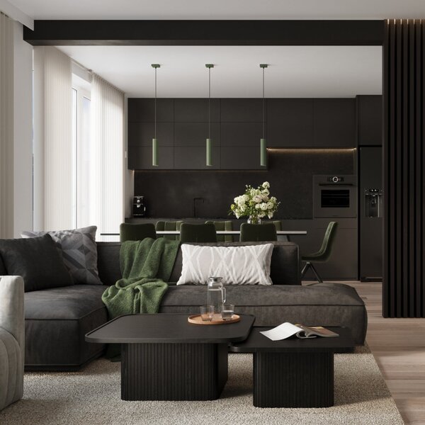 Závěsná svítidlo SOLLUX LIGHTING, ALORA, stmívatelné, Zelená, Obývací pokoj, Hliník