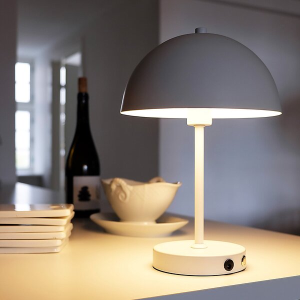 Stolní lampa Dyberg Larsen, Stockholm, stmívatelné, Bílá, Obývací pokoj, Kov, Skandinávský