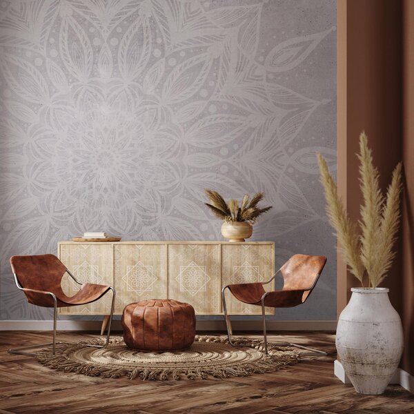 Fototapeta - Mandala na betonové zdi (245x170 cm)