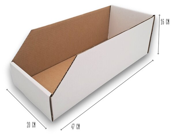 KARTON PAK Úložné boxy na oblečení, organizéry do skříně BÍLÝ KARTON 20 x 47 cm
