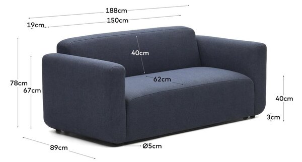 Tmavě modrá pohovka 188 cm Neom – Kave Home