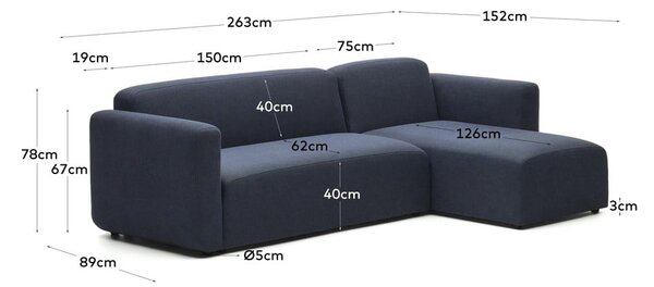 Tmavě modrá rohová pohovka (variabilní) Neom – Kave Home
