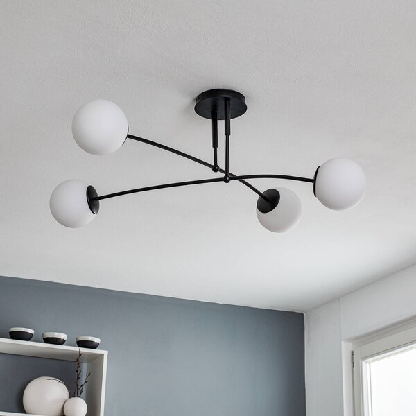 EMIBIG LIGHTING Stropní světlo Pregos 4 v černé barvě, čtyřramenné, stmívatelný, Černá, Chodba, kov, Moderní