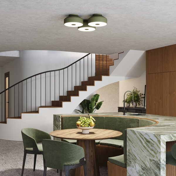 Stropní Lampa SOLLUX LIGHTING, CLARO, stmívatelné, Zelená, Obývací pokoj, Kov